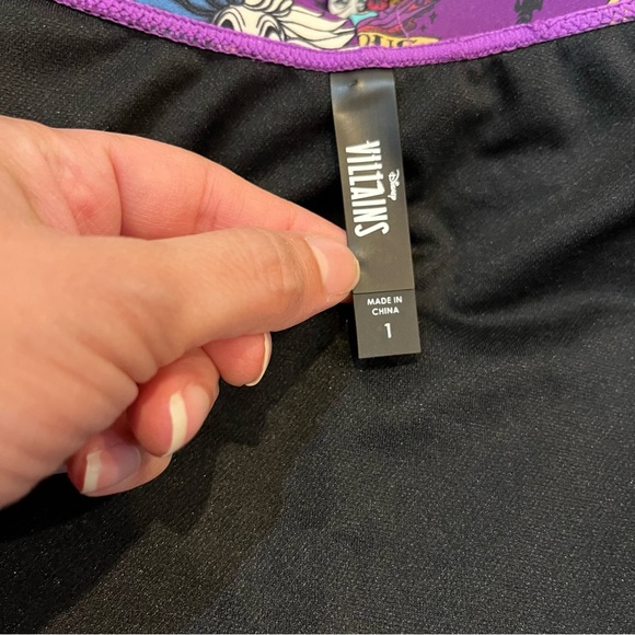 Disney Villains Plus Size Purple Tattoo Print Ruffle Swimsuit 1 Swimwear villain - Picture 10 of 12